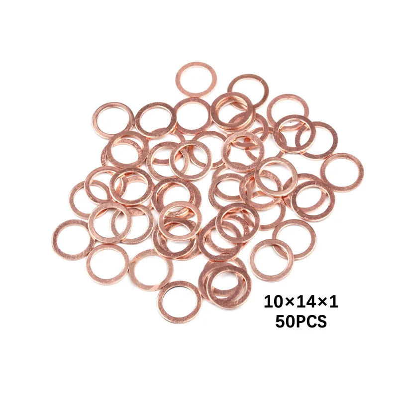 1660 20Pcs Copper Washer Crush Sump Plug Oil Seal Flat Ring Fittings 10x14MM