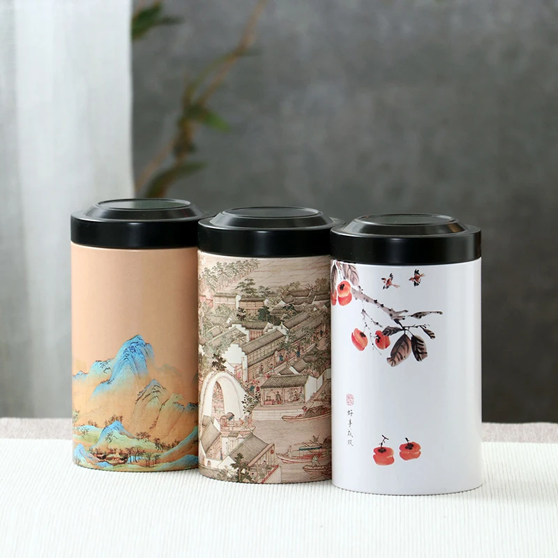 Boutique Empty Tin Tea Tins Household Storage Tea Container Kitchen Spice Sealed Tank Travel Portable Coffee Moisture-proof Jar tea tin box tea canister airtight container