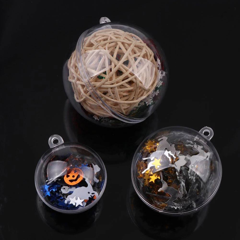 

Christmas Ball Party Decors Plastic Clear Flat Bauble Christmas Open Ball Box Bauble Ornament Wedding Party Home Decoration