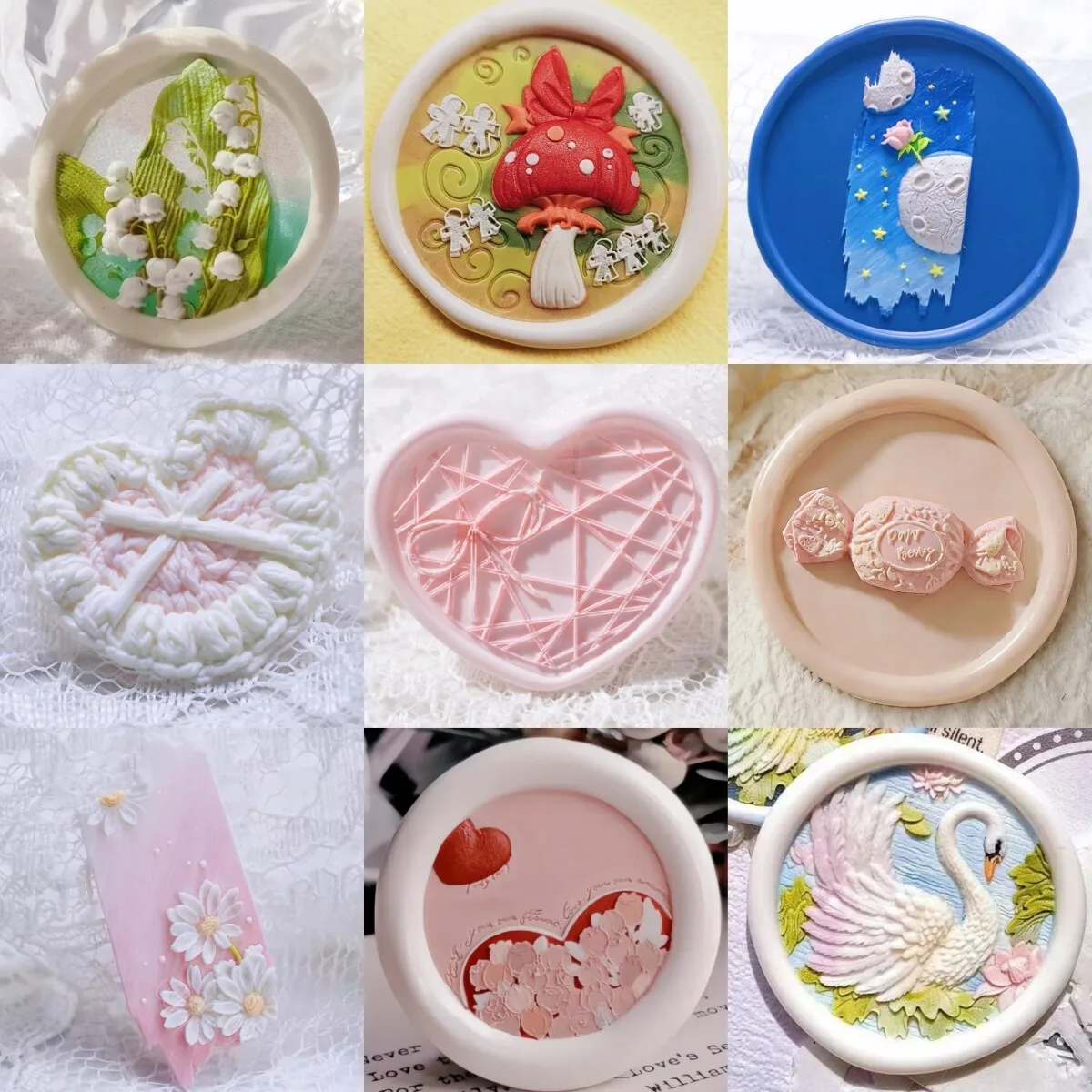 1PC 왁스 씰 스탬프 소녀/꽃/캔디 DIY 봉투 카드 초대장 장 구리 헤드 베이스