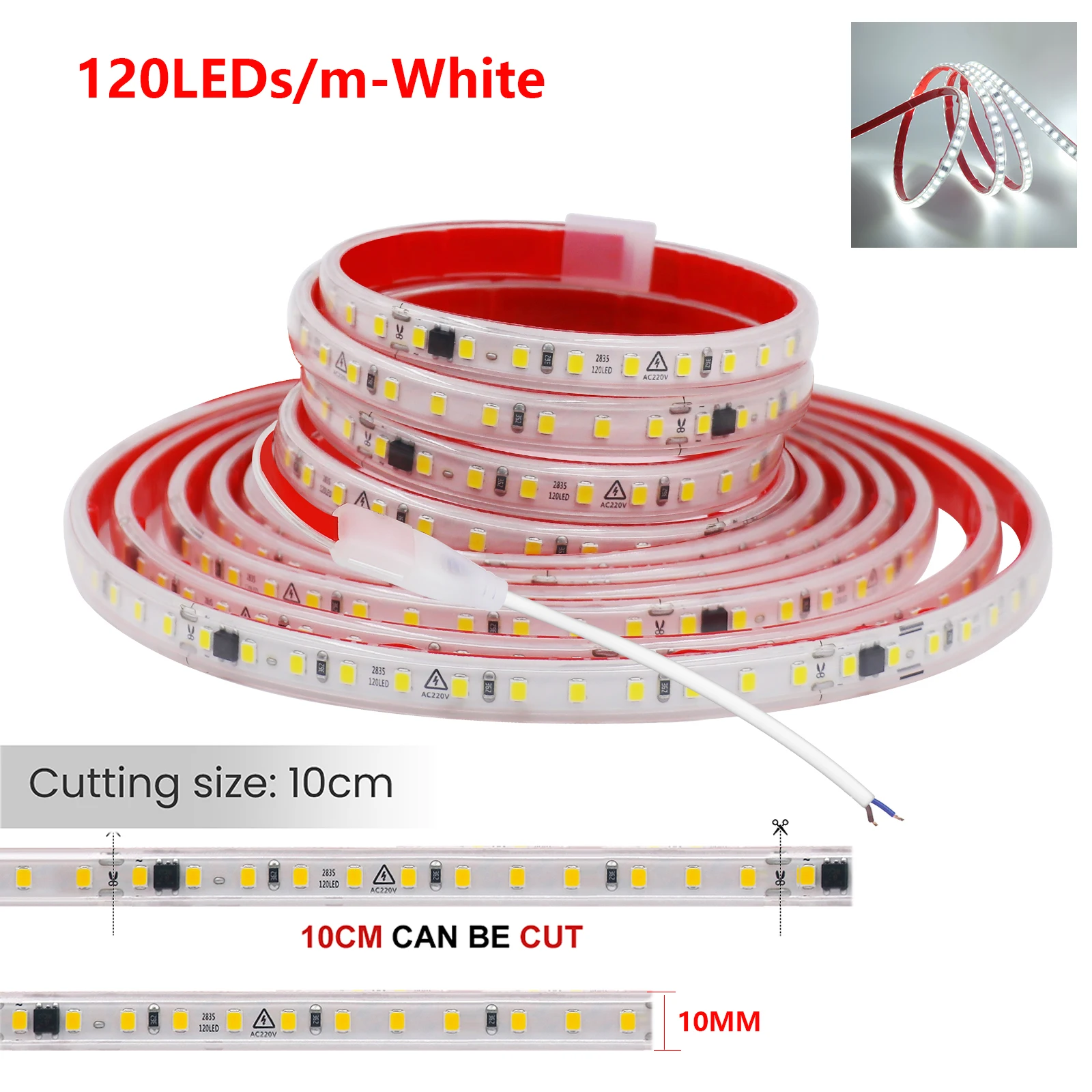 ตัวเลือกสินค้า แถบไฟ LED ยืดหยุ่น กันน้ำ ตัดได้ 2835 120 LED/m