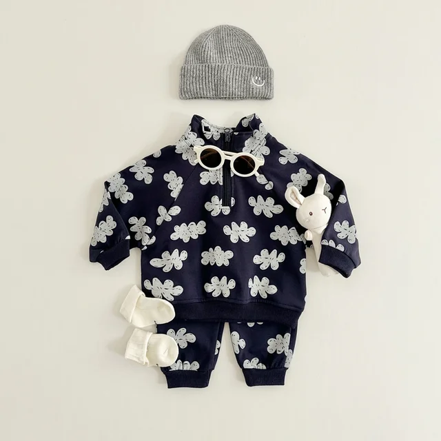 Ensemble de vêtements d'automne pour bébés garçons et filles, sweat-shirt à manches longues + pantalon de survêtement, tenue pour enfants, 2 pièces, nouvelle collection 1