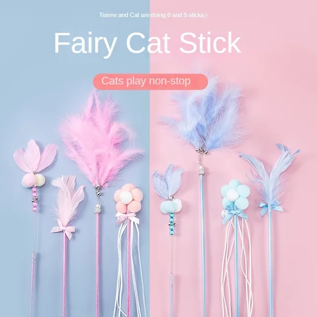 Pet Supplies Cat Toys Cat Teasing Sticks Self Play Bells Fairy Sticks Feathers  Self Fun  Bite Resistant  Long Pole  Cat Teasing 6