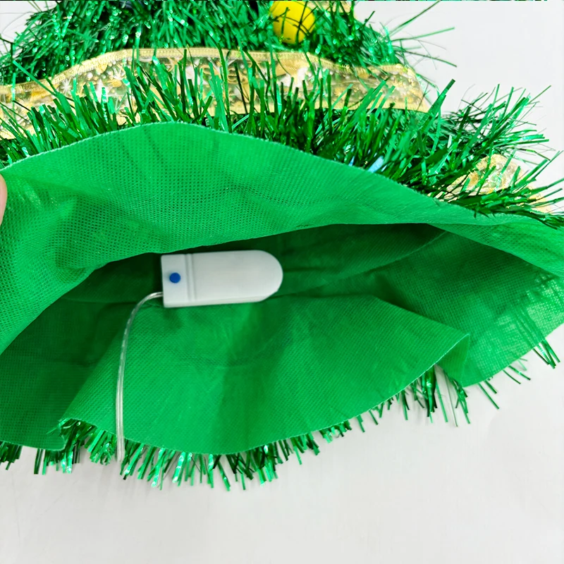 Christmas Decorations Supplies Christmas Hats Plastic Green Tree Hat Glowing LED Tree Hats