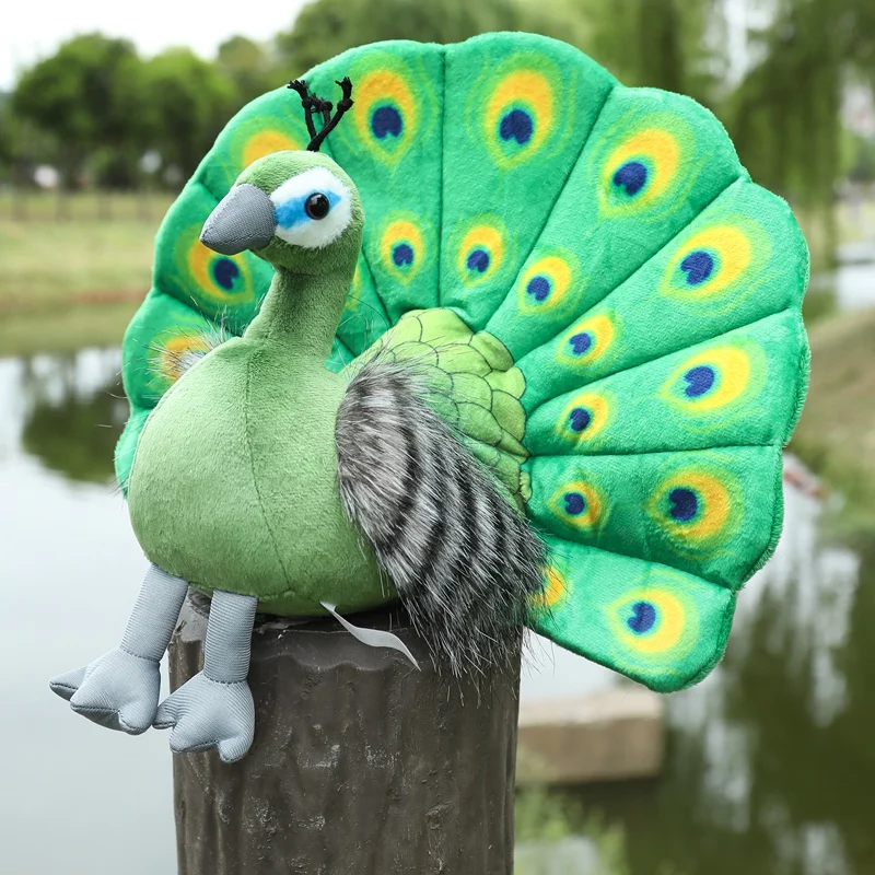 

30cm Lifelike Peacock Stuffed Animal Peafowl Plush Toys Soft Bird Dolls Gifts for Kids Photo Prop Christmas Birthday Room Decor