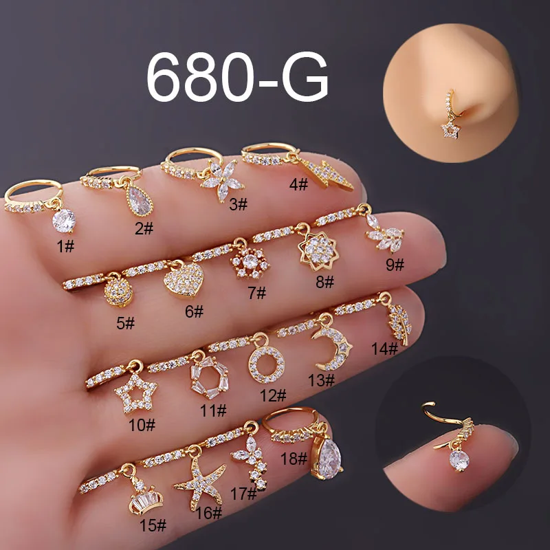 Lavari Jewelers Women's 10 MM Star Hoop Nose Ring, 14K Yellow Gold, 1 MM  Cubic Zirconia, 20 Gauge