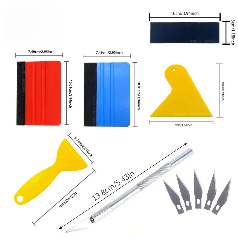 Vinyl Wrap Tool Kit Carbon Fiber Squeegee Tint Film Cutter & Installation Tools for Car Window Tint/PPF Application car wrapping tools