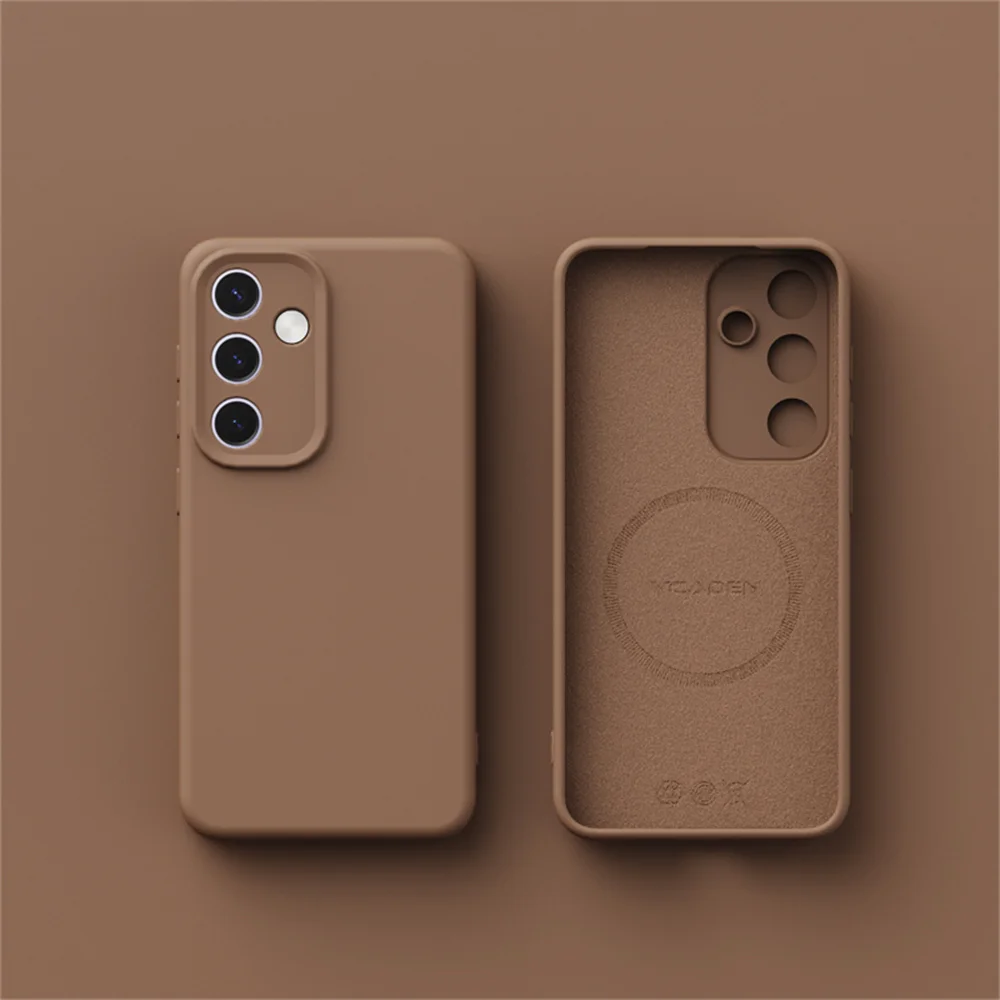 Enhanced Liquid Silicone Magnetic Case with Built-In Flock Cover - Wireless Charging Compatible