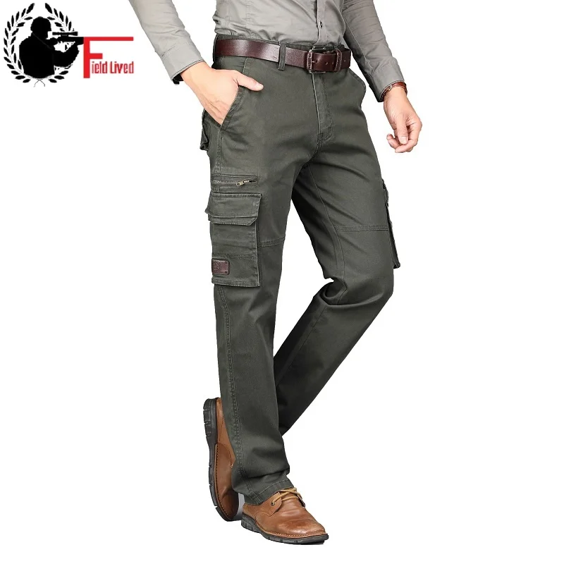 

Cargo Pants Military Style Autumn Spring Army Cotton Men's Many Pockets Tactical Straight Fit Work Trousers Male Combat Joggers