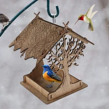 

Wooden Bird Feeder Vintage Birdhouse Wood Fine Bird Feeder Ornament Outdoor Garden Courtyard Balcony Villa Decoration Pendant