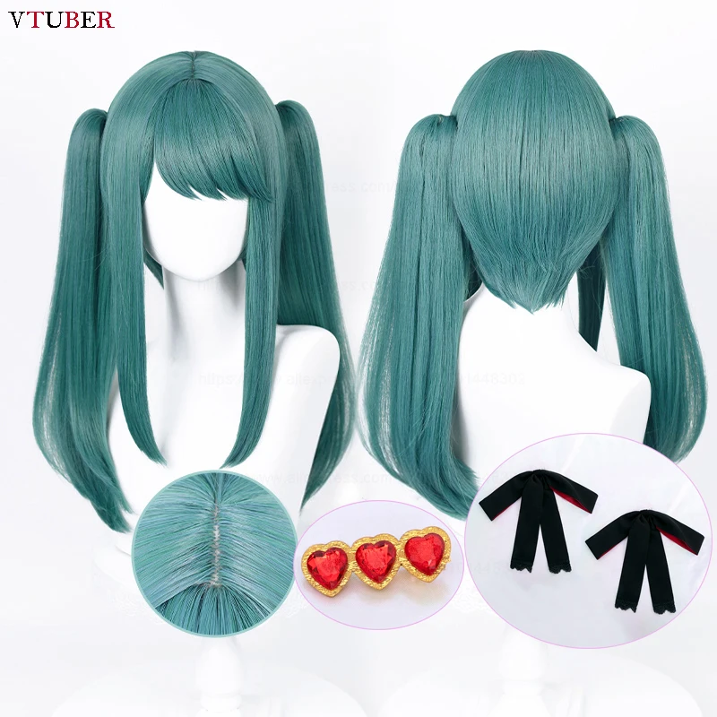 

Парик для косплея вампира Miku, термостойкие синтетические волосы с длинными серыми и зелеными хвостиками из аниме «Вампир», Хэллоуин, с шапочкой