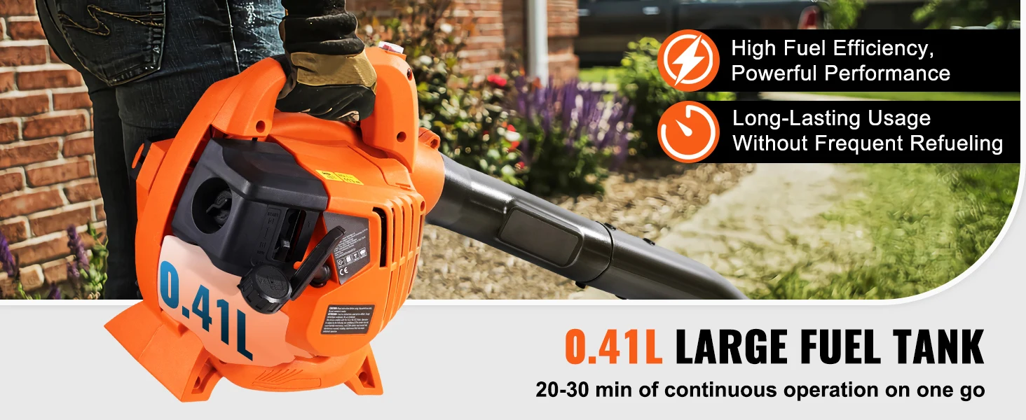 SucceBuy Gas Leaf Blower 26CC 2-Cycle Handheld Leaf Blower with A Tank 2-in-1 Gas-powered Blower 425CFM Air Volume 156MPH Speed