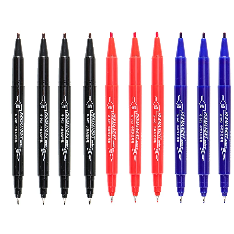 Dual Tip Permanent Ink Marker Pens - Fine and Broad Line Waterproof Pens for Art and Technical Detailing (Black/Red)