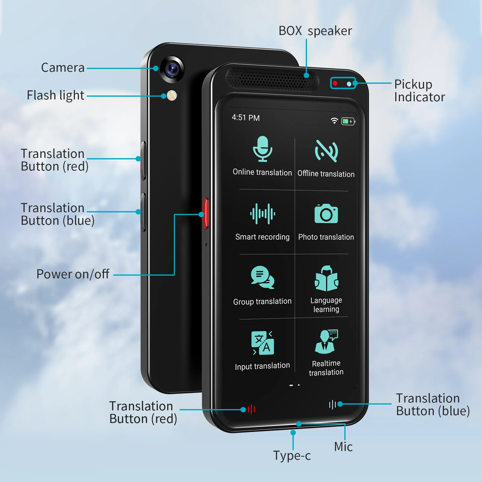 Vormor Instant Voice Translator 138 Languages Real-time Translator with 4.1inch Screen support Exchange Rate/Unit Conversion