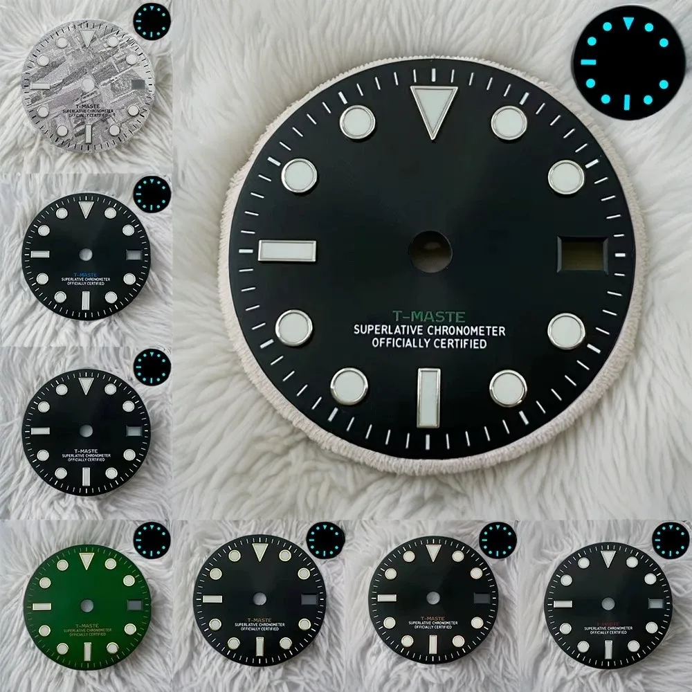 Cadran De Montre Vert Lumineux 28.5mm GMT Compatible Seiko NH34 NH35A - Neuf