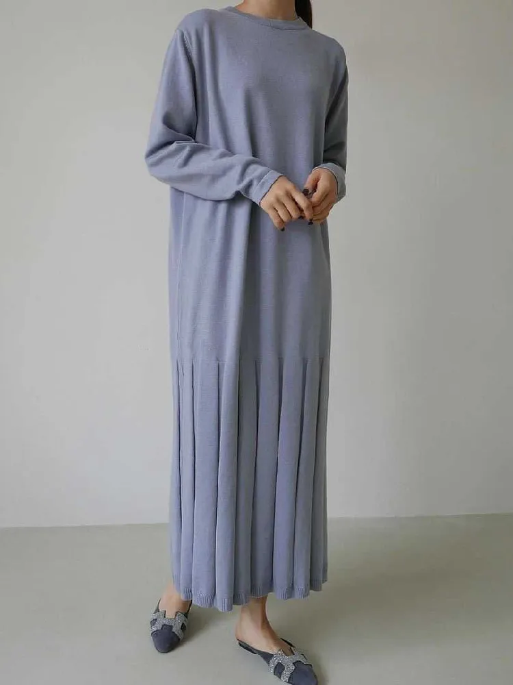 

Женское трикотажное платье-свитер, однотонное теплое винтажное платье в Корейском стиле, Осень-зима 2022
