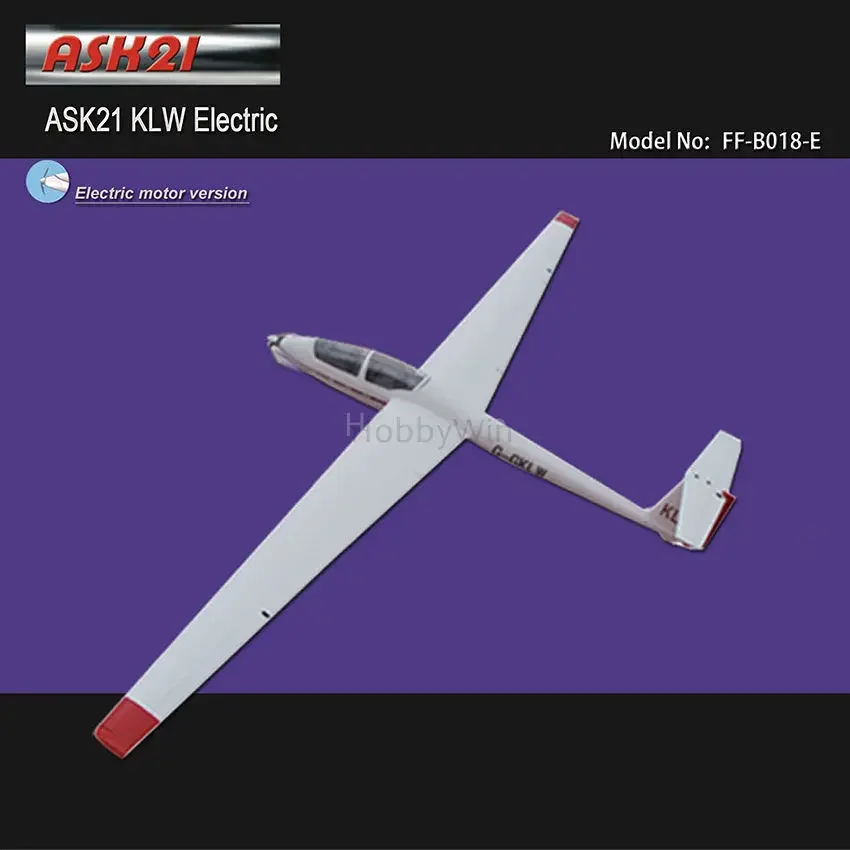 Ask-21 Klw Electric Glider 2600mm Arf Rc Model Fiberglass
