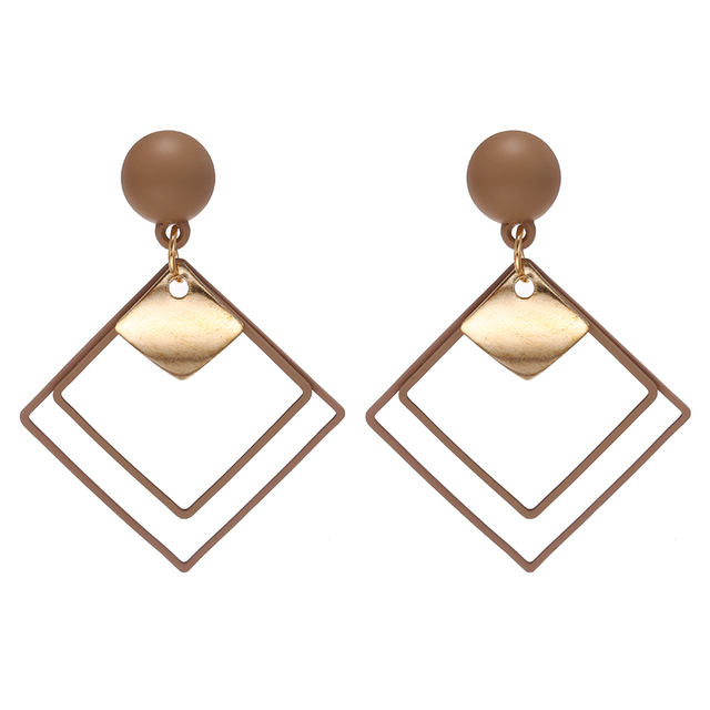 Vintage Drop Earrings For Women Gold/Silver Color Big Geometric Statement Earring 2019 Fashion Earring India Jewelry