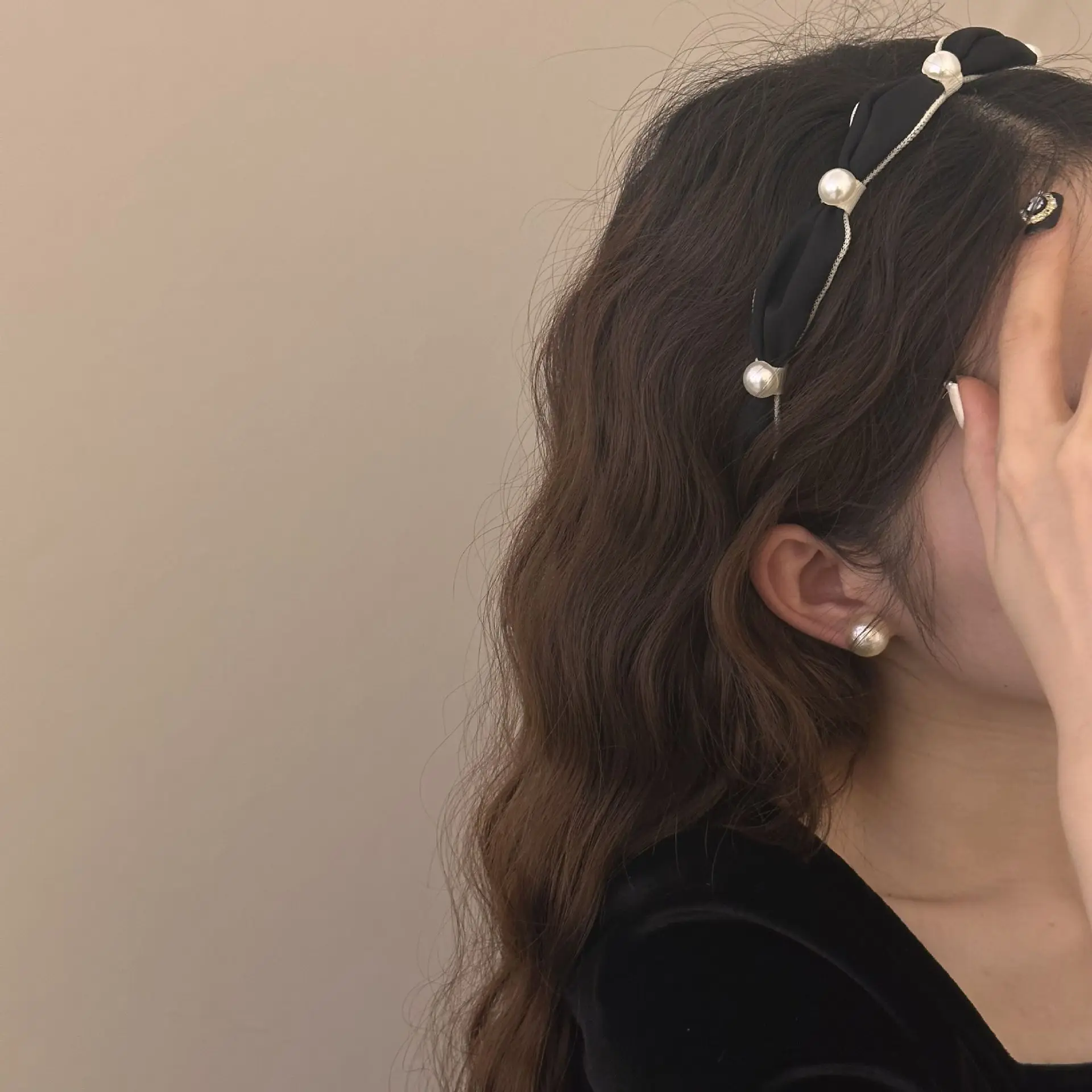 Koreanisches Retro Haarband Mit Perlen - Skull Design Für Frauen