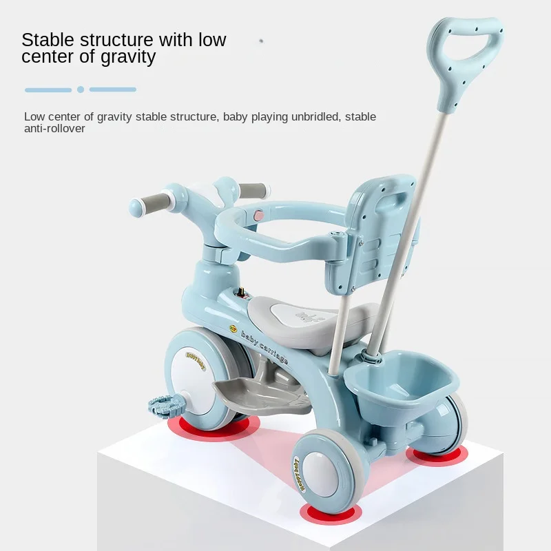 Baby Tricycle Pedal Bike 1-3 Years Old Kids Ride on Car Walking Tool Three Wheel Bicycle Infant Stroller with Music Light
