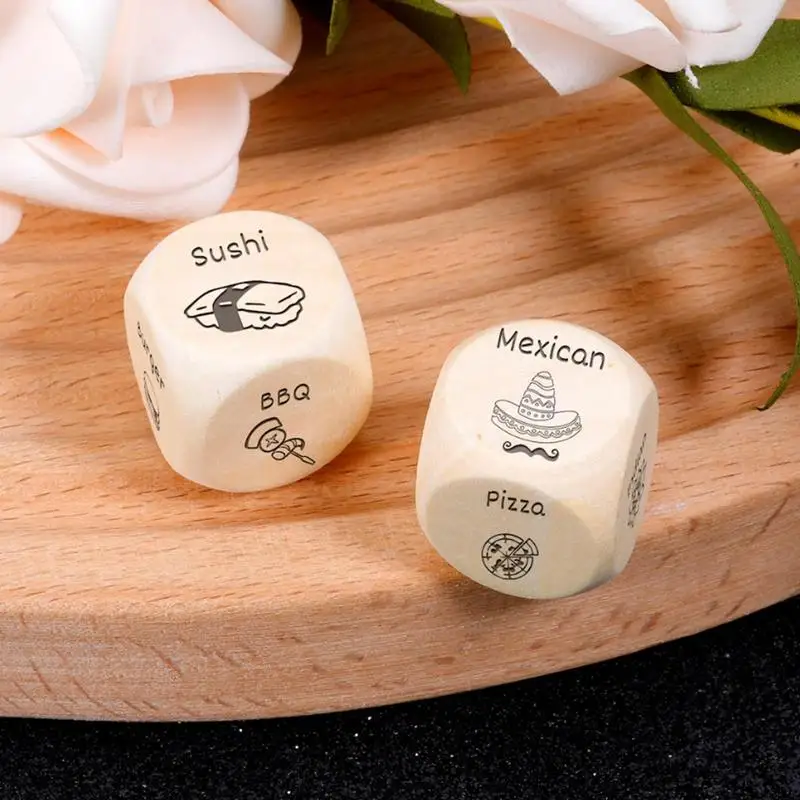 

2 pcs Funny Wooden Dice Game Decide Movie and Food Family Couple Food Decision Dice Game What to Eat What to See with Friends