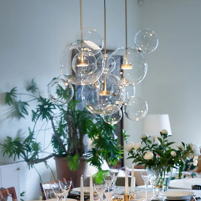 Glass Ball Bubble Pendant Light Led Kitchen Dining Rom Island Restaurant Shop Hanging Lamp Decoration Ceiling Chandeliers Modern