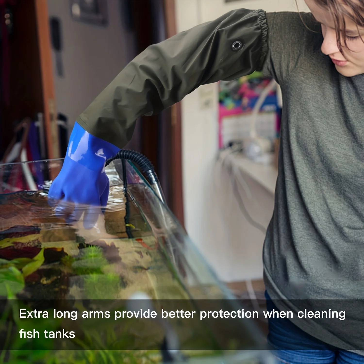 1 Pair of Multi-Purpose Gardening, Fishing, and Car Washing Gloves-Extended Anti-slip, Wear-Resistant, Waterproof, Acid & Alka