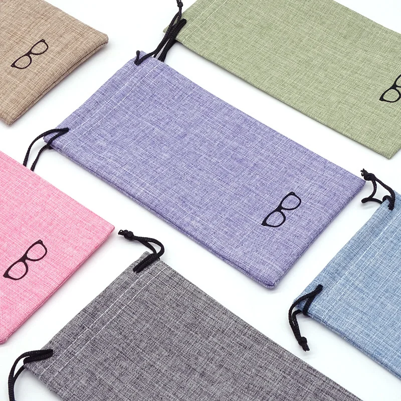 

2PCS Drawstring Lanyard Linen Cloth Glasses Pouch Sunglasses Carry Bags Optical Eyeglasses Cases Holder Eyewear Accessories
