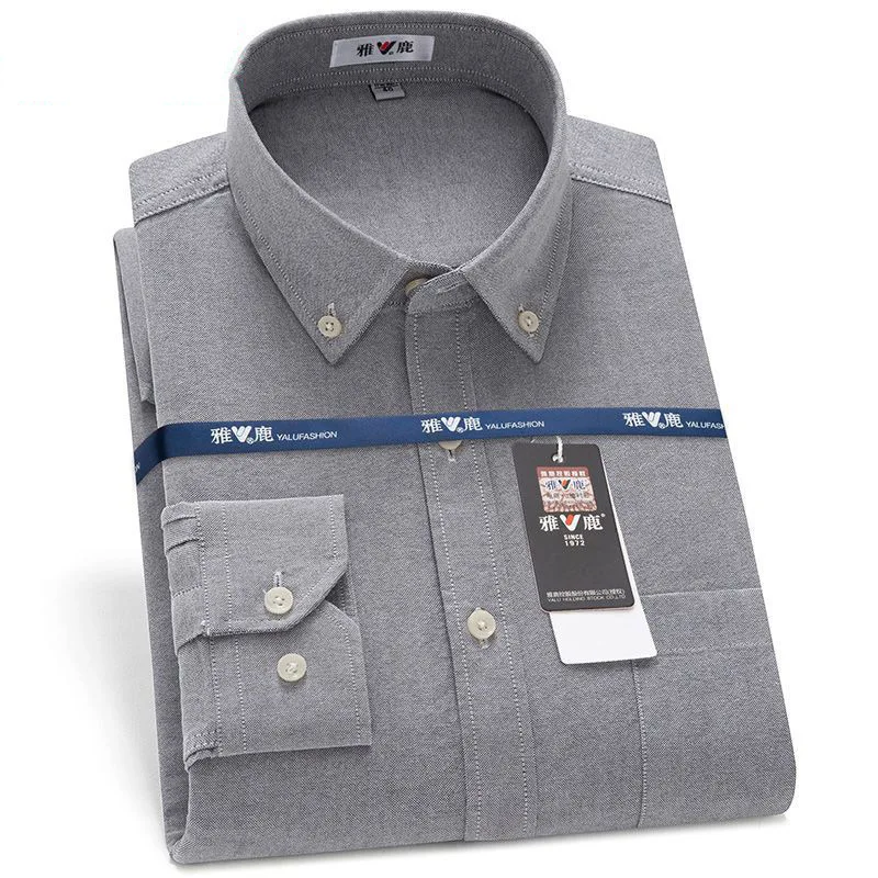 2024 New Men Oxford Spinning Long Sleeved Shirt Casual Business Middle Youth High Quality Classic Multi Color Top Striped Shirt