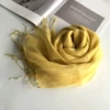 Écharpe en lin de couleur unie pour femmes, turban hijab