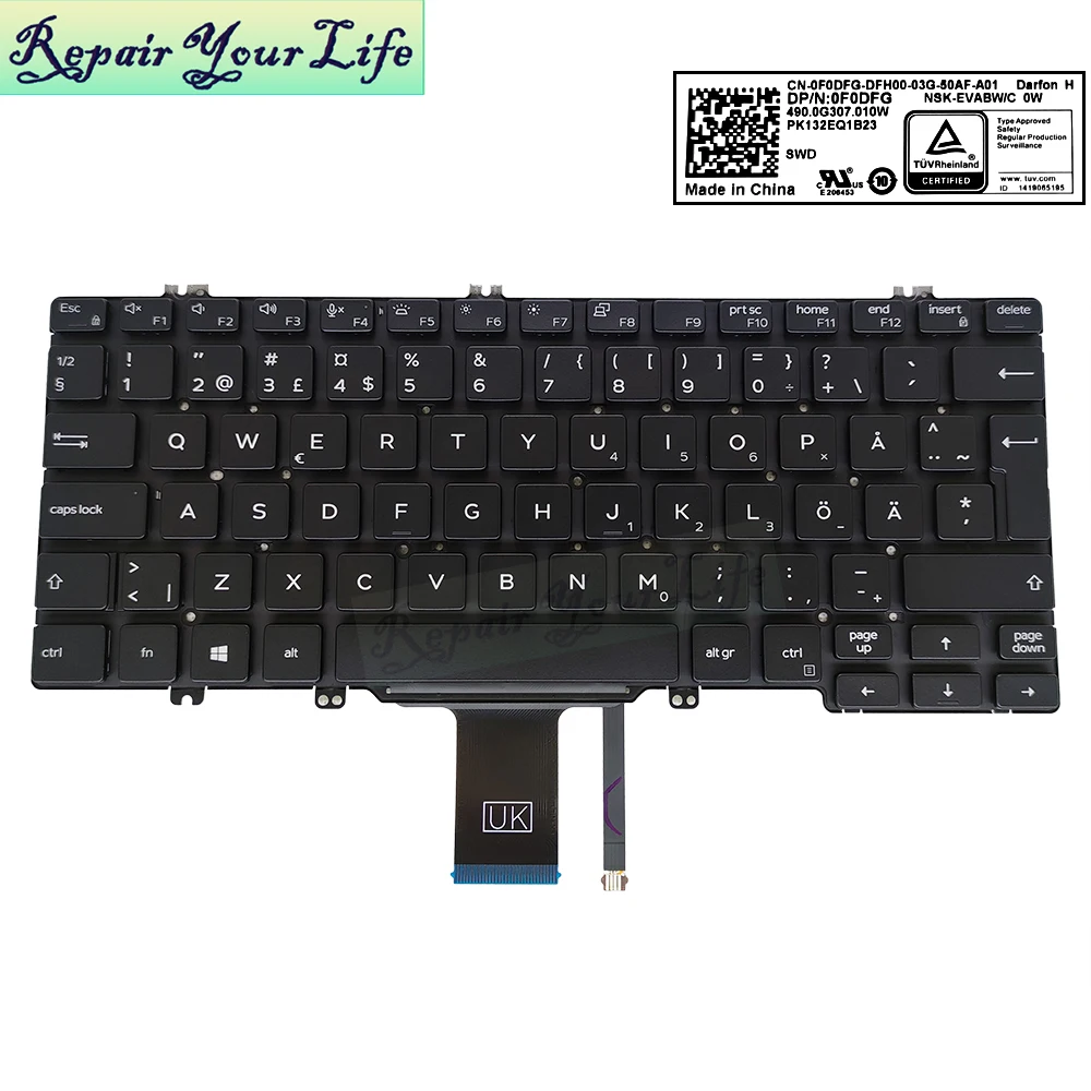 Teclado Retroiluminado Latino Dell Latitude 7380 7389 7390 7280 7290 5280 5290 Cn0fjd8v 030fvp 0f0dfg Novo Fjd8v-spanish - Imagem 5