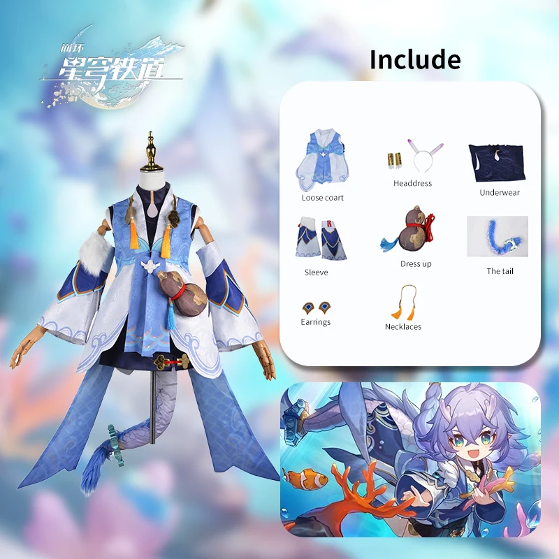 

Anime Game Honkai Bailu Cosplay Cosumes Coat Jacket Dress Set Fantasia Halloween Carnival Party Roleplay Disguise Clothes