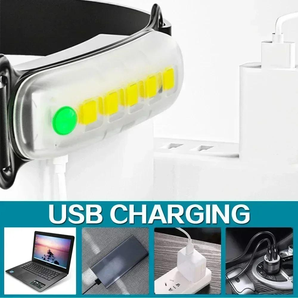 COB LED 전조등 방수 미니 LED 손전등 낚시 헤드 램프 LED 손전등 캠핑 하이킹 램프 작업 캠핑 헤드 라이트