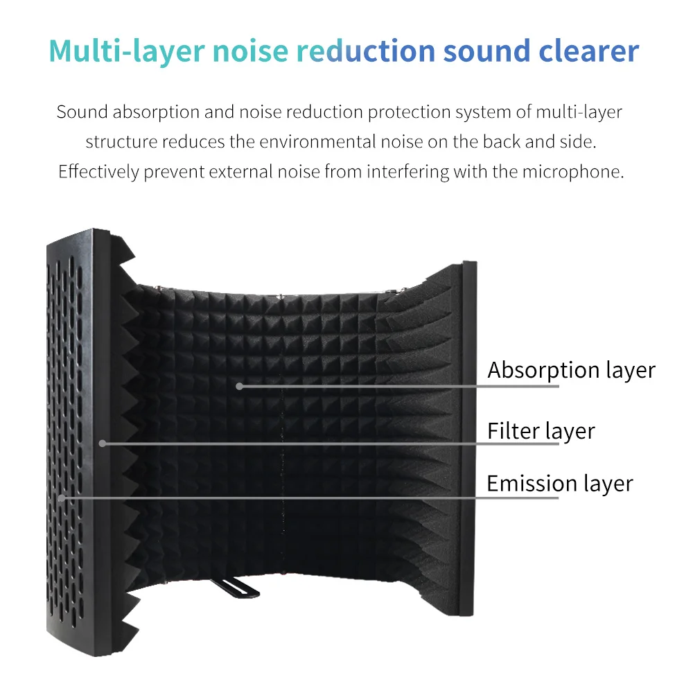 G-MARK 5 Panel Reflection Filters Professional Studio Recording Microphone Isolation Shield Suitable For Any Condenser Mic microphone accessories