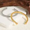 Stylish Simple Stainless Steel Open Cuff Bangles Girl Women Jewelry Gifts Non-Tarnish Steel Color Adjustable Opening Bracelets 6