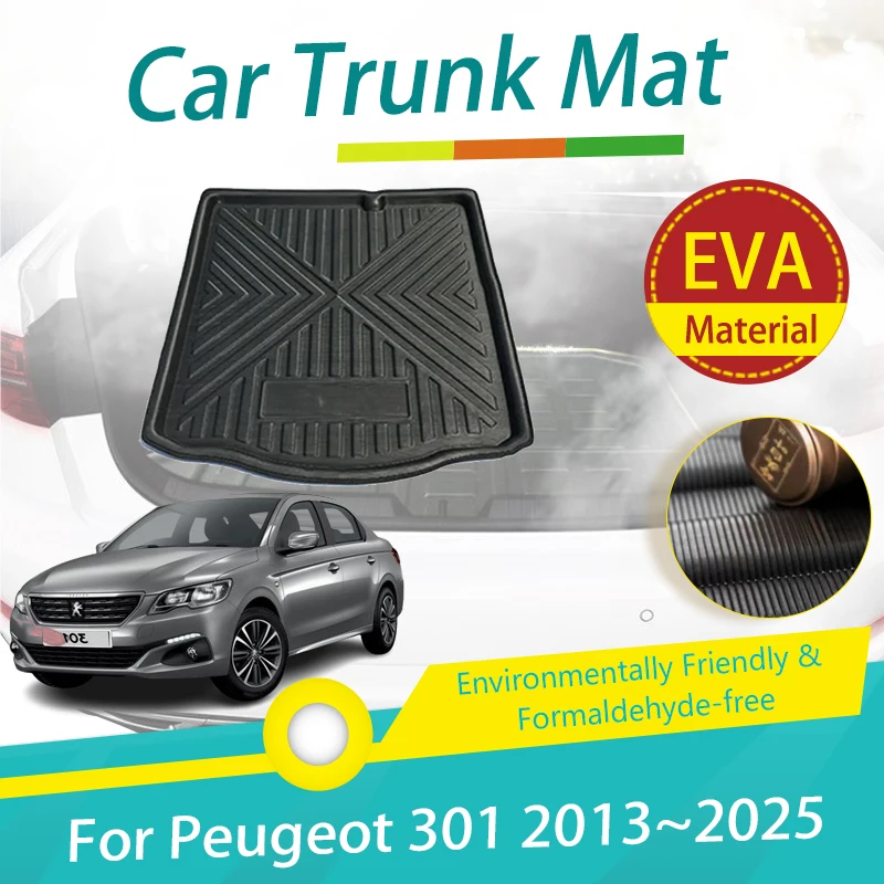 

Car Rear Trunk Mats For Peugeot 301 Citroën C-Elysée 2012~2025 Sedan Waterproof Pad Boot Carpets Suitcase Cover Auto Accessories