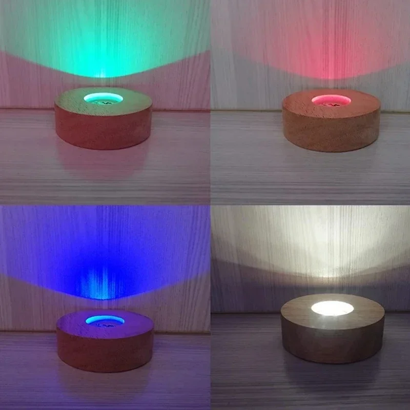 8cm LED Base Light Display Stand for Crystal 3D Photo Glass Art Tumbler RGB Multicolor Lighting Battery Powered or USB Plug in