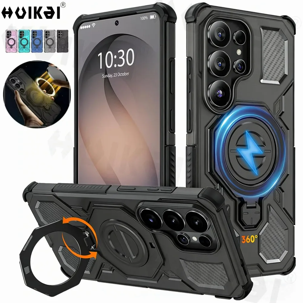 Magnetic Military-Grade Protective Case with 360° Ring Stand and MagSafe Compatibility