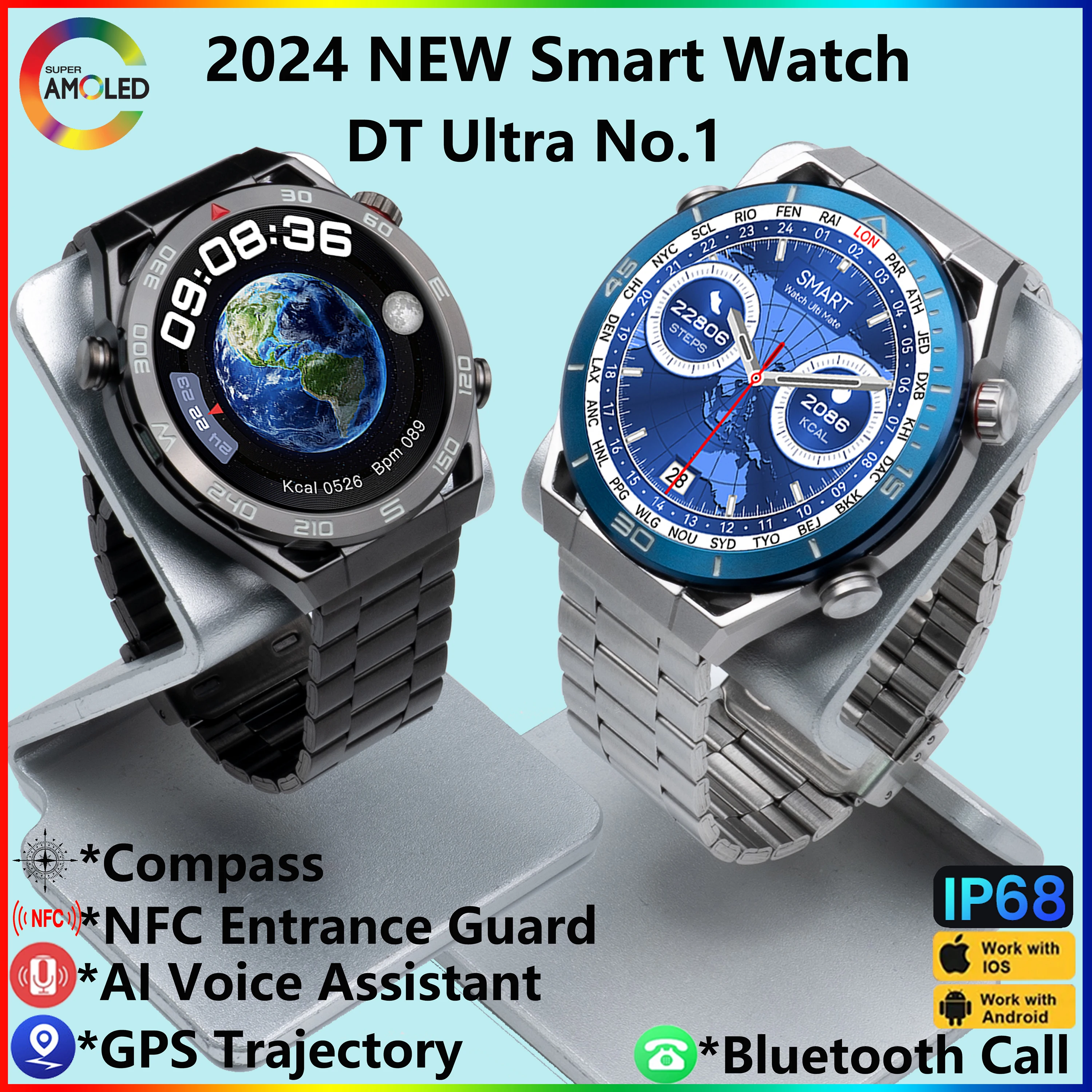 

For Huawei Men's GPS Trajectory Smartwatch ECG+PPG 454*454 AMOLED HD NFC Bluetooth Call IP68 Waterproof Sports Smartwatch