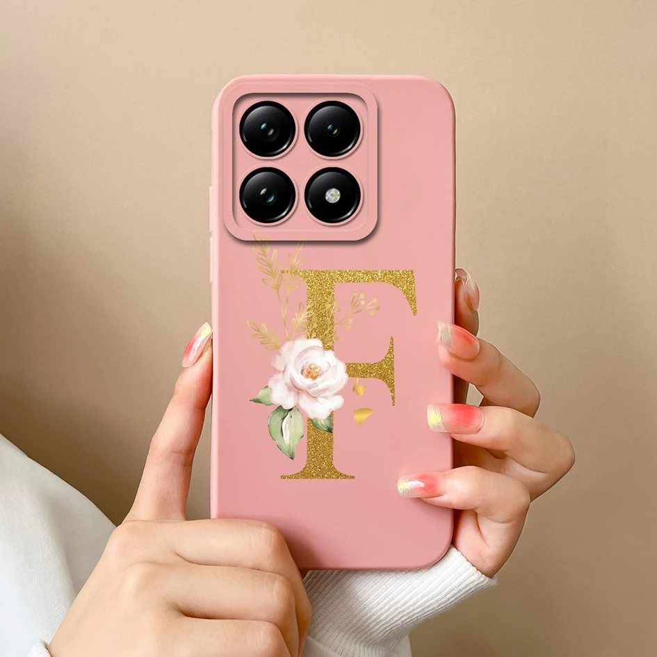 Liquid Soft Silicone Bumper - Pretty Flower Letter Design Anti-Drop Phone Case
