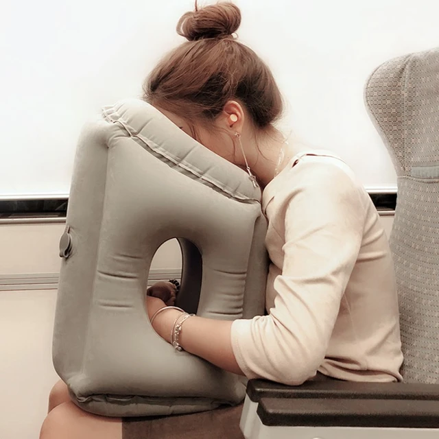 Upgraded Inflatable Air Cushion Travel Pillow Headrest Chin Support  Cushions for Office Car Airplane Plane Rest Neck Nap Pillows