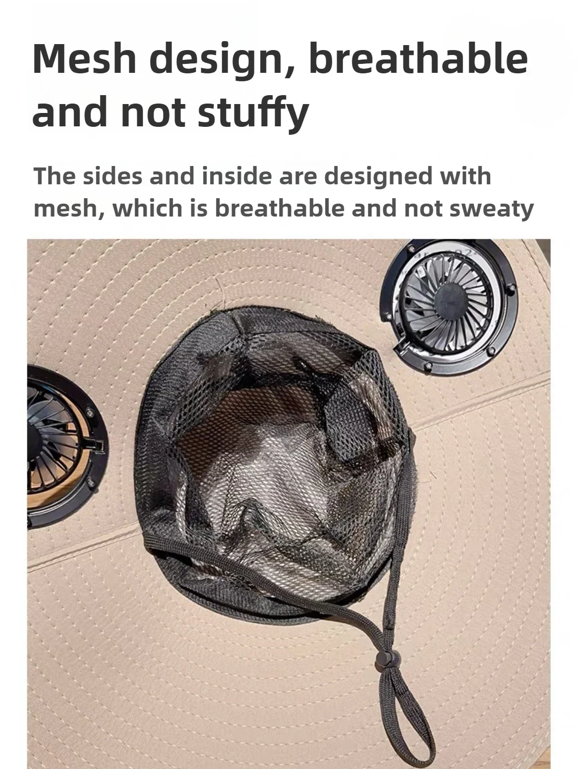 Large Quick Dry Bucket Hat with Solar Fan - USB Charging Sun Hat for Outdoor Activities