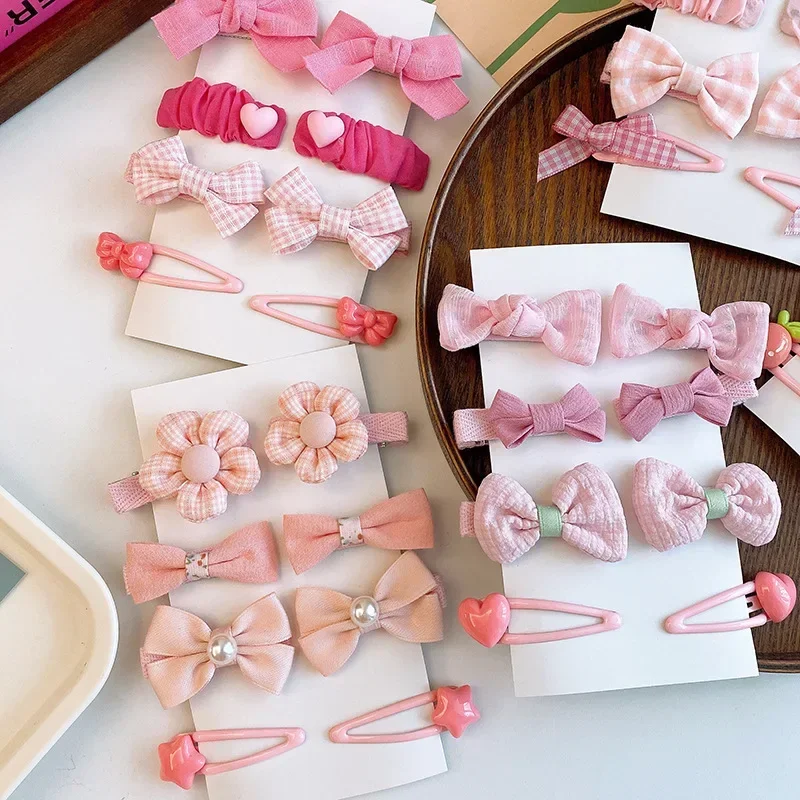 8pcs/set Baby Sweet Cute Pink Hair Clip for Kids Girls Aesthetic Floral Bow Chic Hair Pin for Toddler Lovely Hair Accessories
