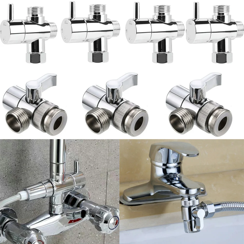 Shower Head Diverter Valve 10-1PC 3 Way Shower Head Diverter Valve G1/2 Three Function Switch Adapter Connector WaterMixer Head faucet Bathroom Accessories