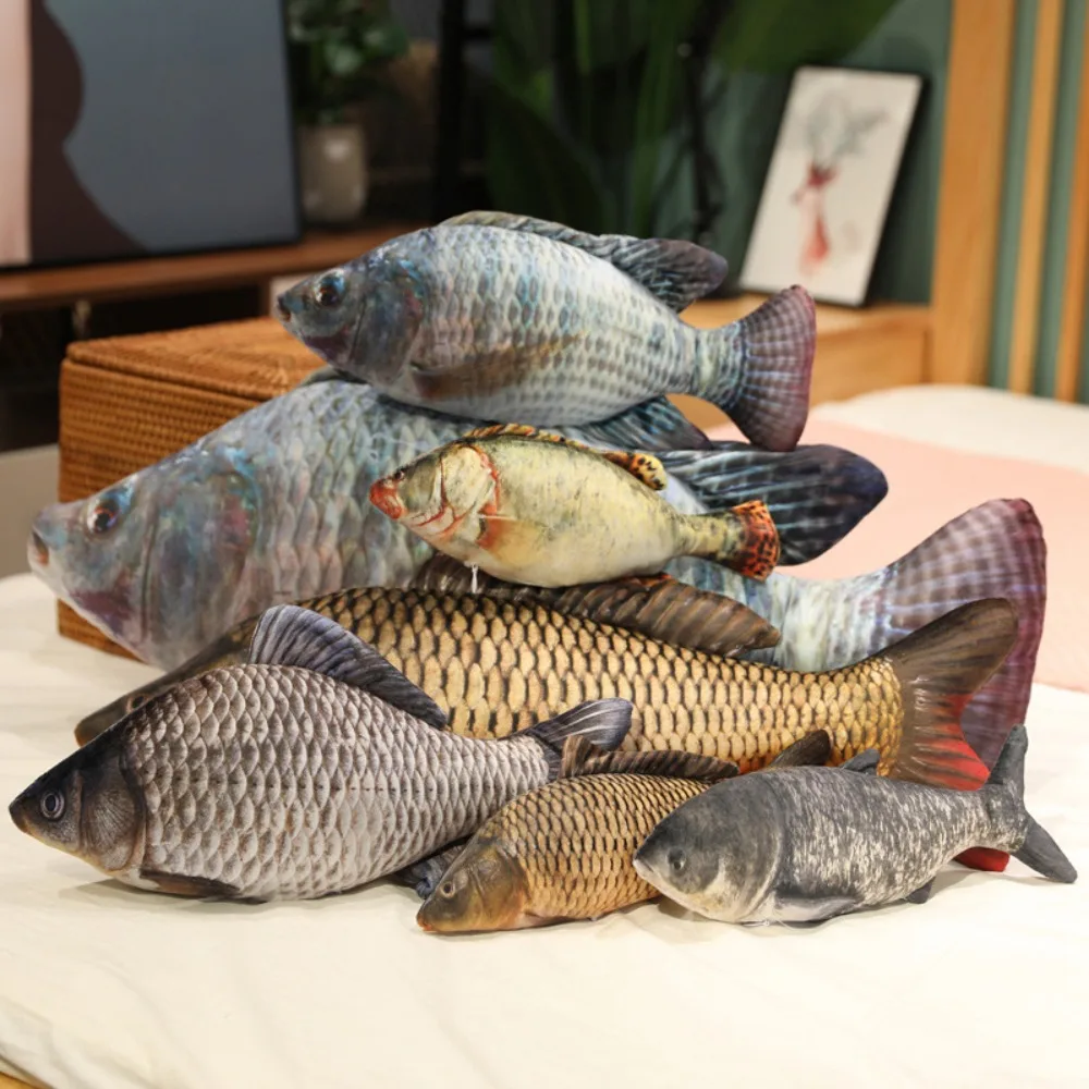 Gift 30/60cm Simulation Fish Sleep Cushion Plush Toys Stuffed Carp Plush Cat Fish Toy Kids 6