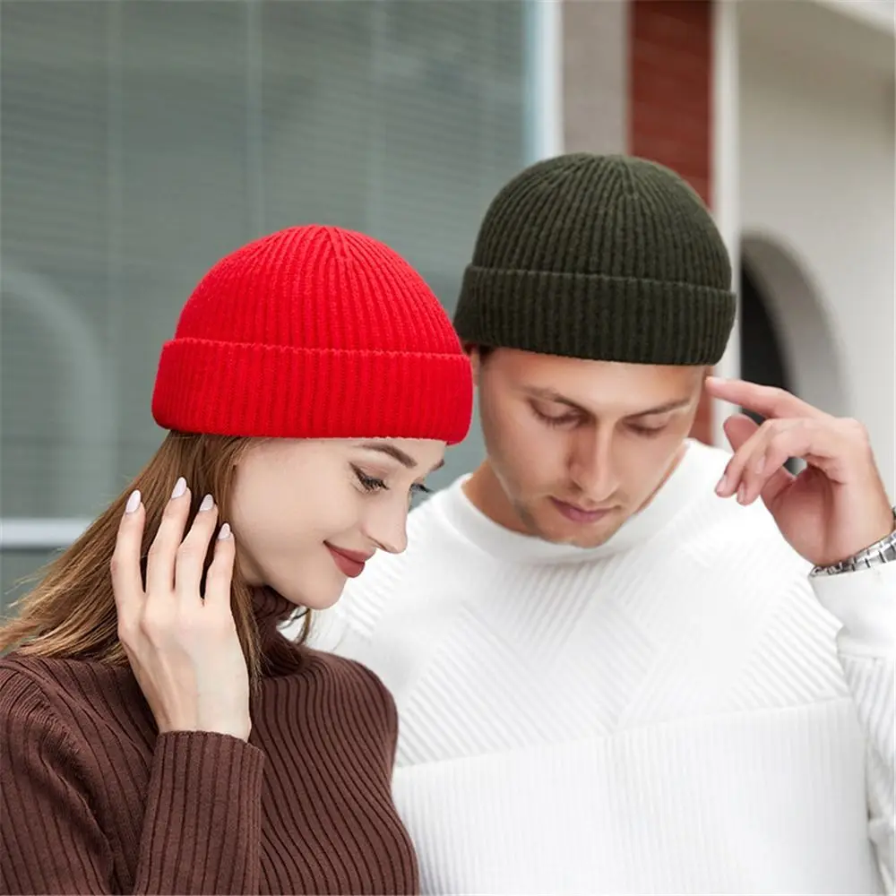 

Plain Cuff Beanie Classic Slouchy Roll-up Edge Winter Warm Hats Knit Hat for Men Women