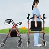 Walking Aid for The Elderly, Safe and Seatable Walker, Adjustable Height Assisted Mobility Scooter, One-Touch Folding Trolley 4
