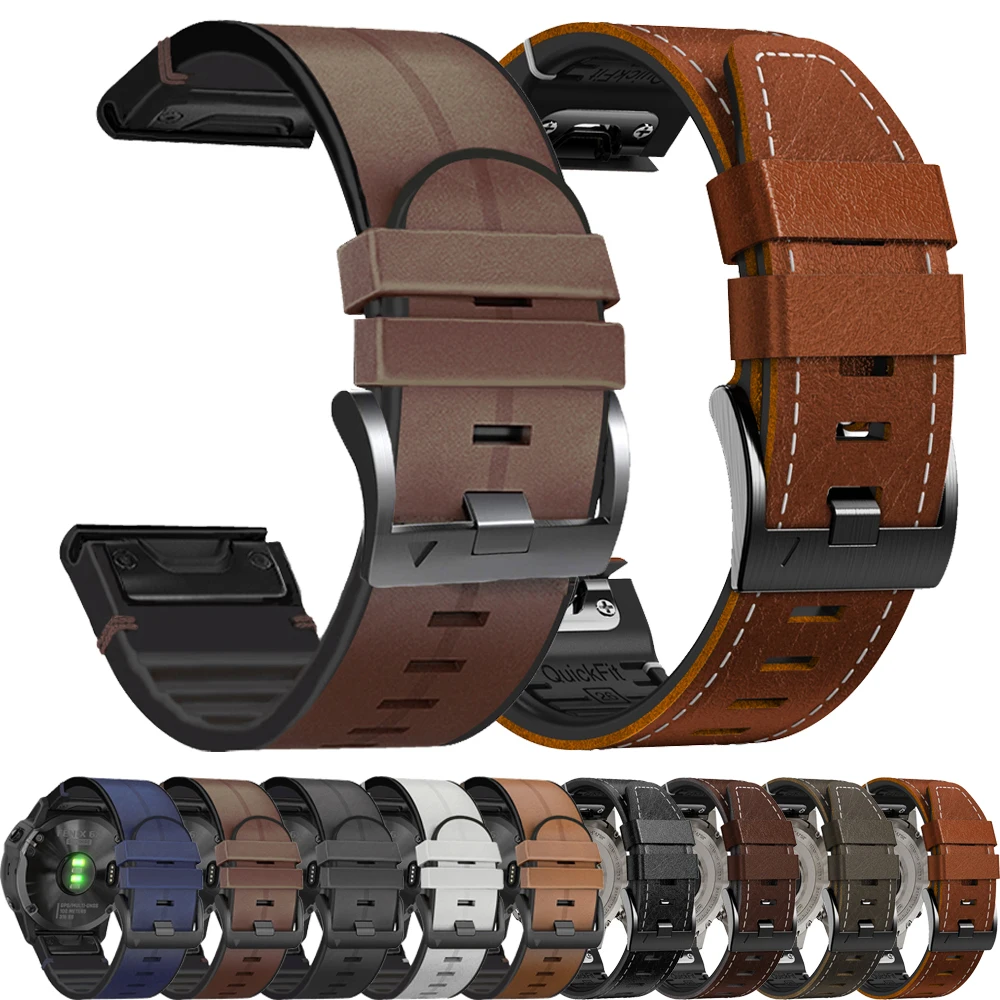 

Сменный ремешок из силикона и кожи для Garmin Fenix 7X 7 6 6X Pro 5 5xplus Instinct 2X Forerunner 935 945 955 Epix 2 SmartBand