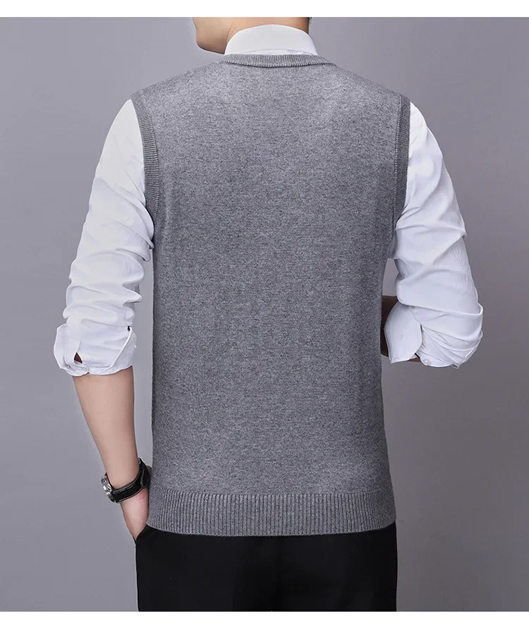 Description Picture 6 of itemMen's Winter Sweater Vest Autumn New Mens Vest Korean Fashion Business Men Clothing Knitted Sweater Oversize 3XL