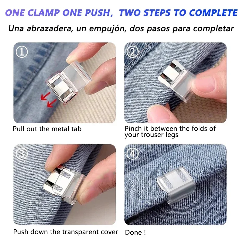 Pants Hem Shortening Clips - No-Sew, Non-Slip, Transparent & Decorative Solution